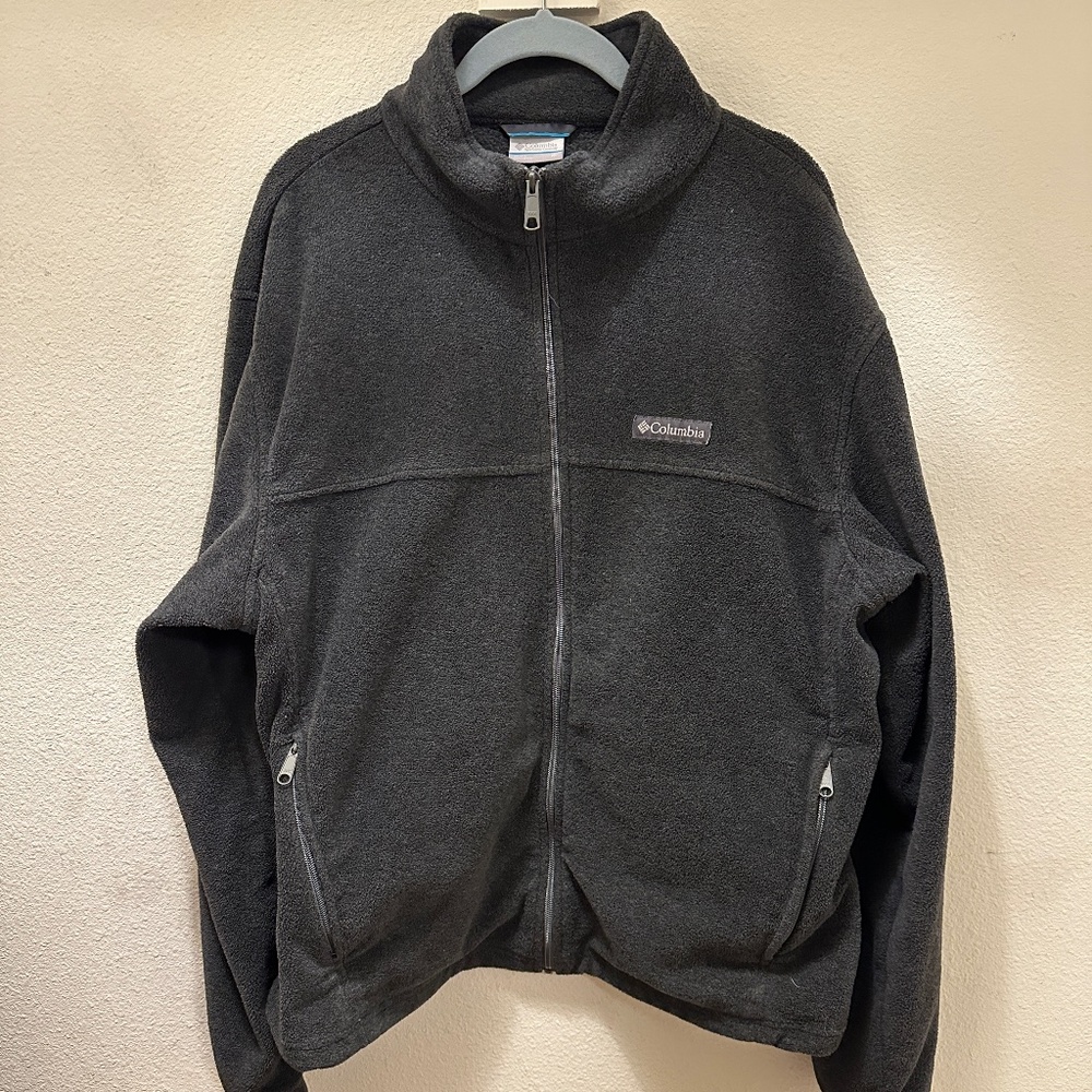 XL Men's Columbia Sportswear dark gray fleece full zip unlined jacket SZ XL